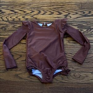 Jamie Kay Brown Long Sleeve Ruffle swimsuit